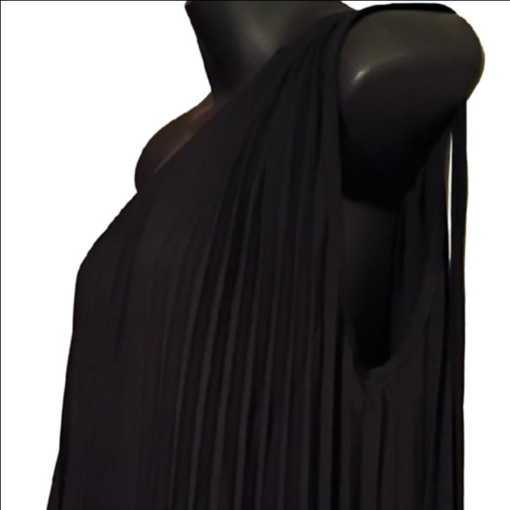 Stylish Black Pleated One Shoulder Dress By BTFBM. Size Large. - Picture 2 of 12